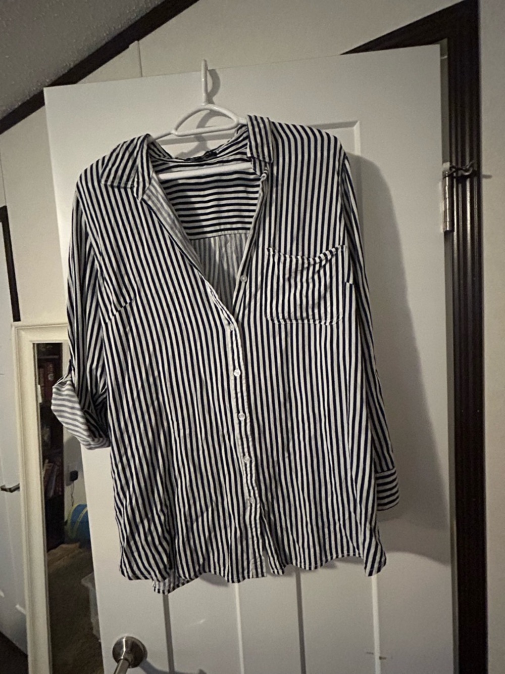 Velvet Heart Navy & White Striped Button-Down Shirt